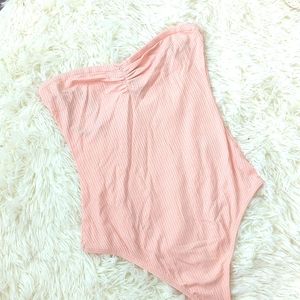 strapless pink bodysuit